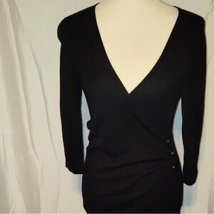 Elegant Black V-Neck Wrap Blouse